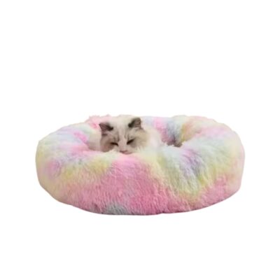 Zexsazone Round Donut Pet Bed – Plush, Washable Comfort for Small Pets