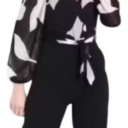 Urbane Graceful Women’s Jumpsuit – Printed Polyester - Image 4