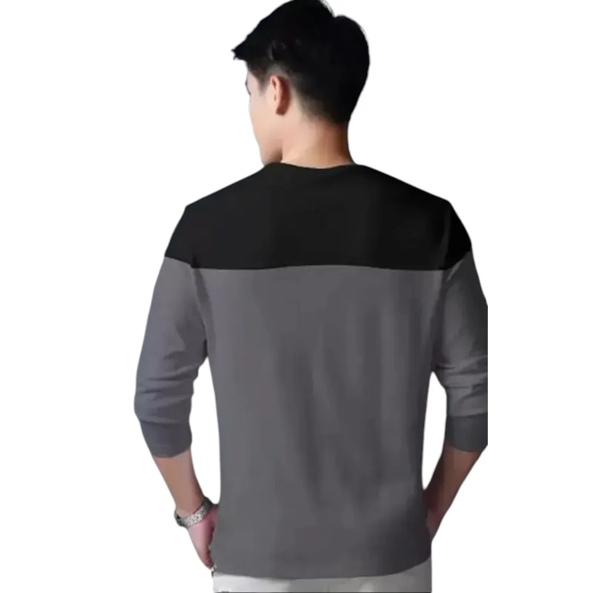 Men’s Round Neck Colourblocked Cotton Blend T-Shirt - Image 3