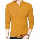 Solid Men’s Mandarin Collar Full Sleeves T-Shirt - Image 2
