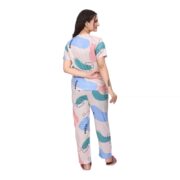 Women's Lycra Printed Short Sleeve Pajama Set | Comfortable Sleepwear - Image 3