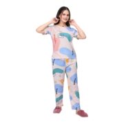 Women's Lycra Printed Short Sleeve Pajama Set | Comfortable Sleepwear