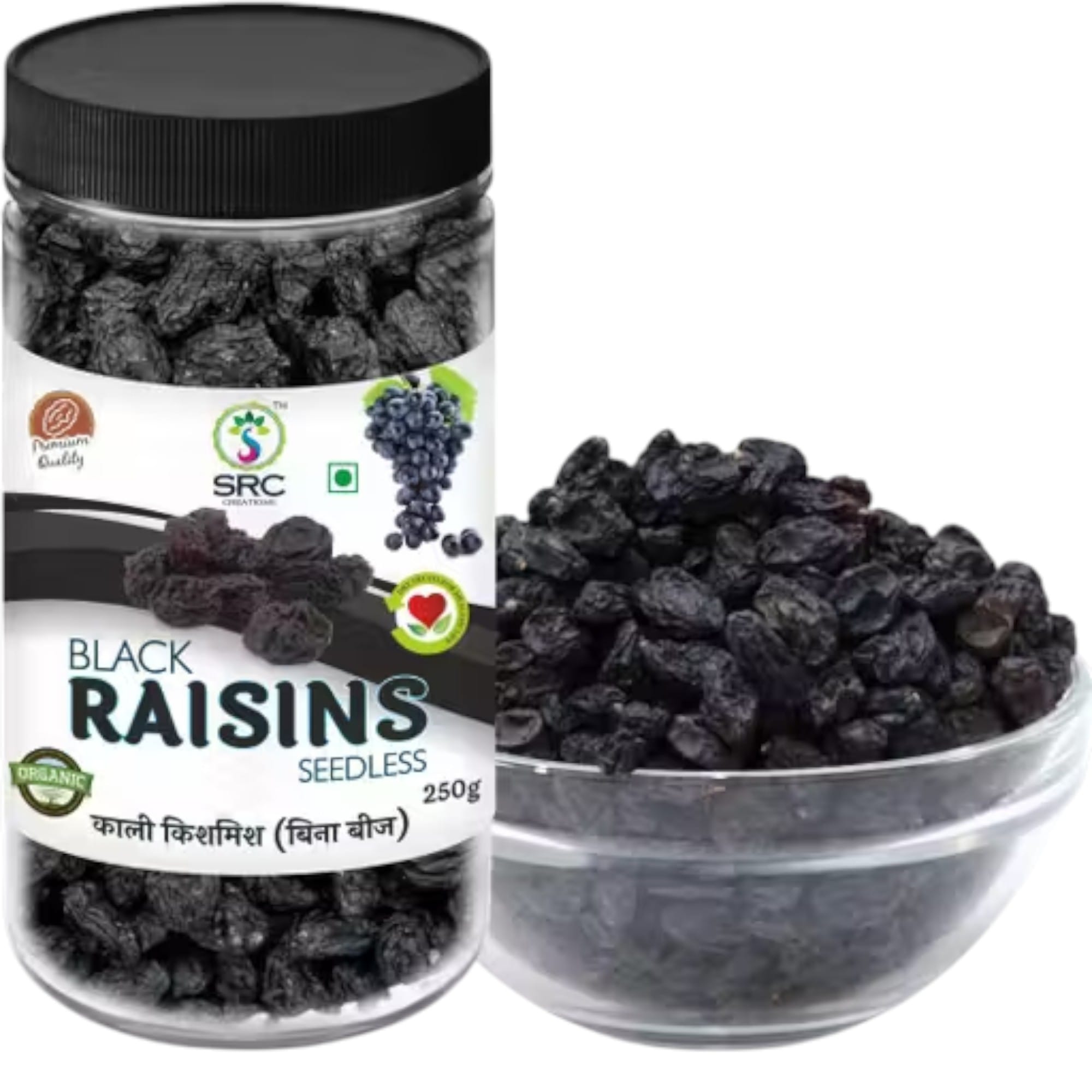 SRC Creations Seedless Premium Black Raisins 250g | Kali Kismis