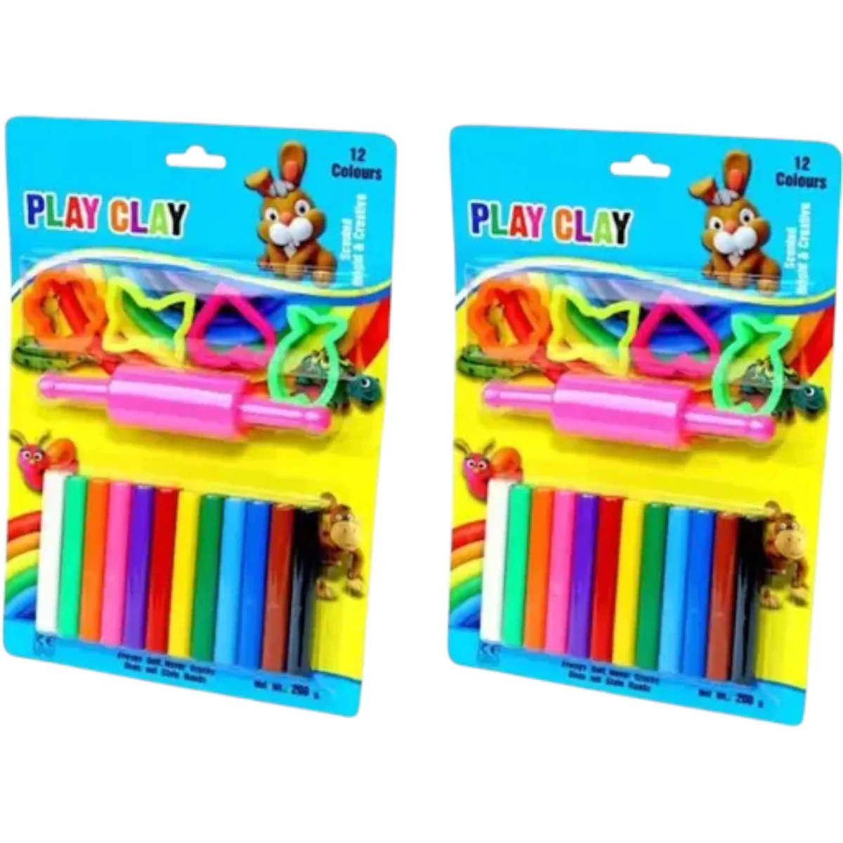 Clay Set for Kids – Modelling Clay Set with 4 Moulds & 1 Roller (Set of 2)