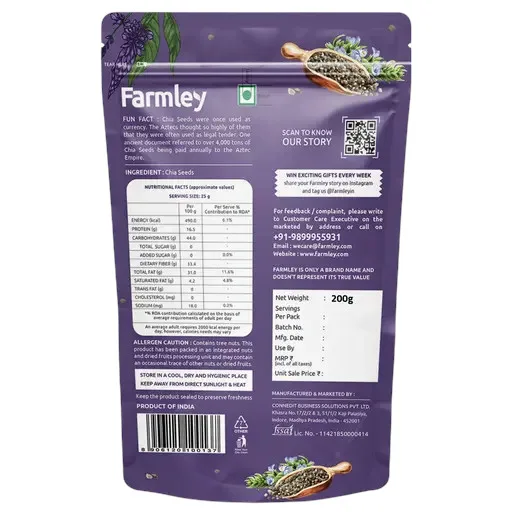 Farmley Premium Chia Seeds 200g – Omega 3 & Fibre Boost - Image 2