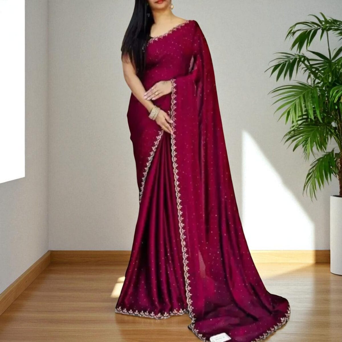 Chinon Saree 2025 – Trendy Partywear with Chiffon Blouse
