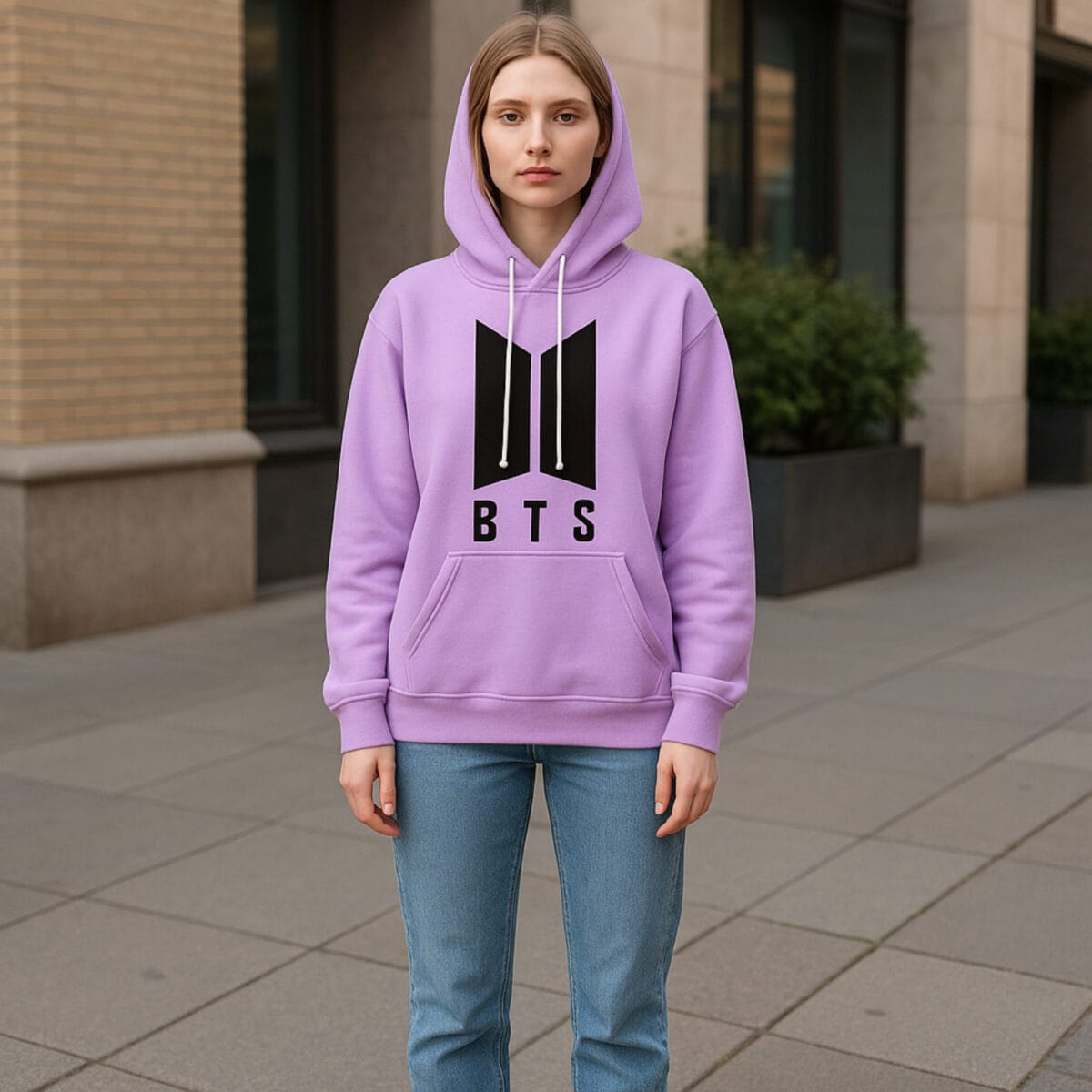 Trendy Lavender BTS Hoodie for Women – Fleece Comfort