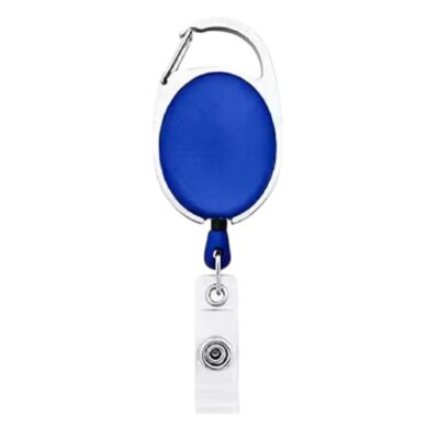Retractable Oval ID Card Holder – Blue Clip-On YoYo Reel