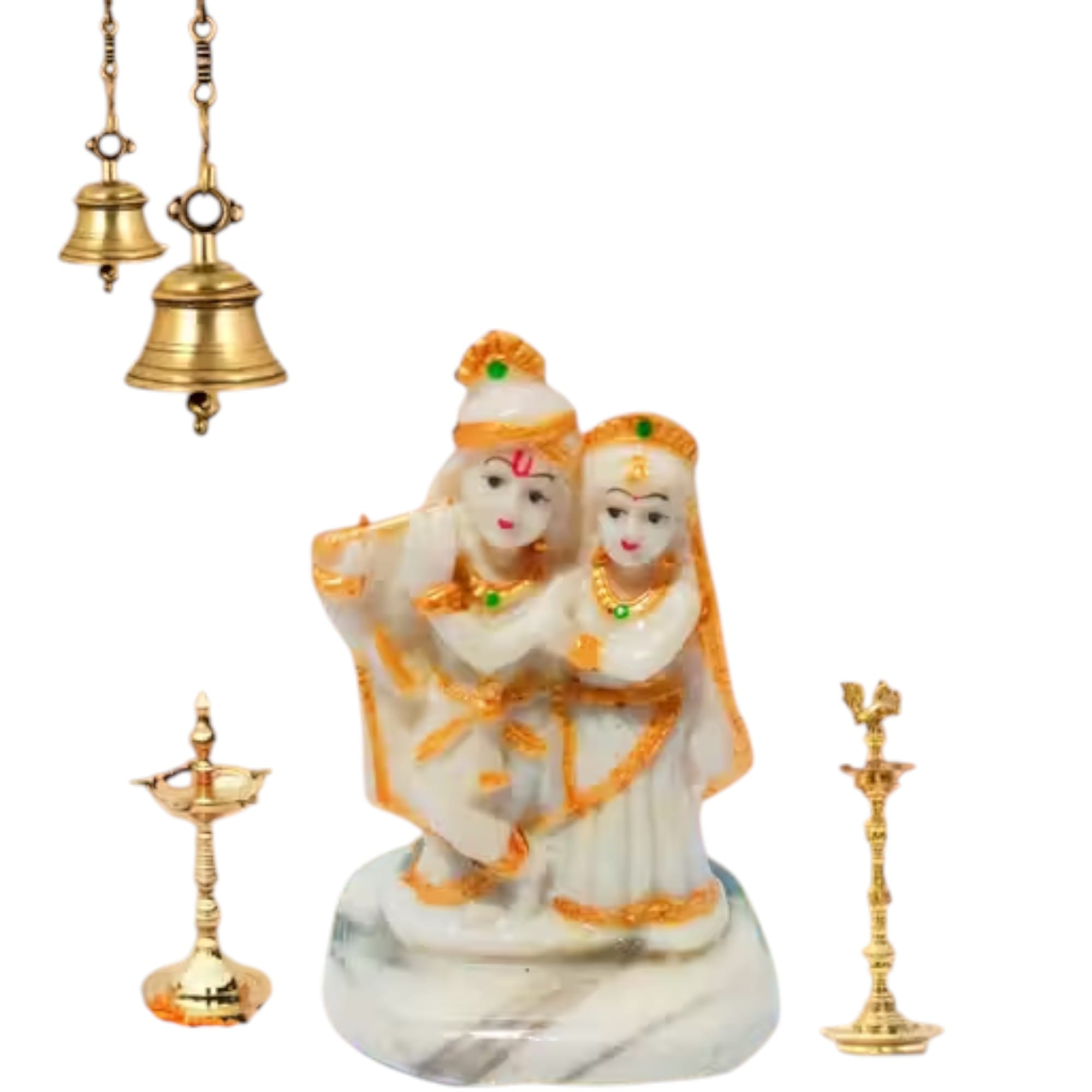 vchs7_512 Radha Krishna Marble Dust Idol – Polyresin Showpiece by Cugona - Image 1