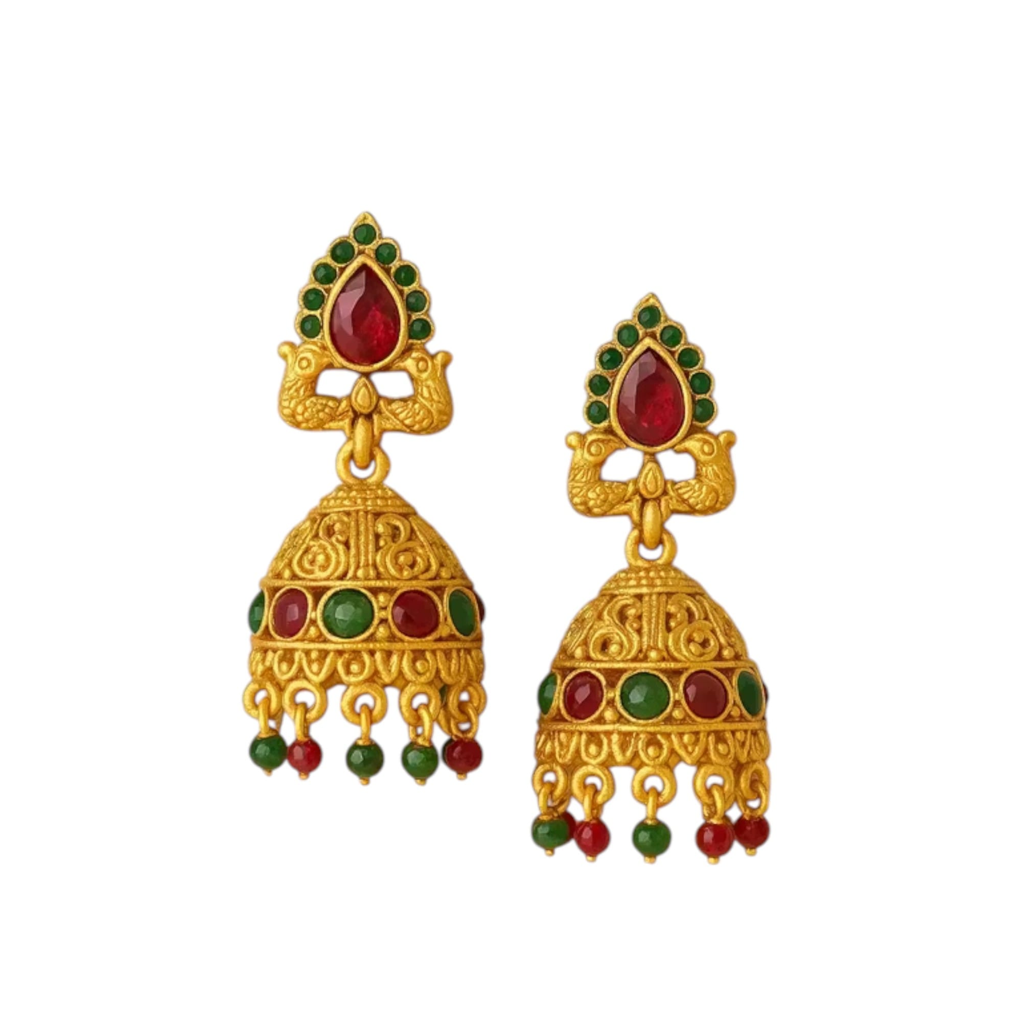 njehp_512 Oxidised Gold Jhumka Set for Women – Agate Stone Earrings for Ethnic Party Wear - Image 1