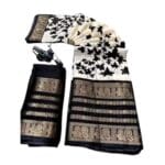 Handcrafted Dola Silk Saree with Jacquard Border & Kalamkari Print – Latest 2025 Design