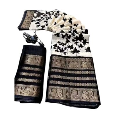 Handcrafted Dola Silk Saree with Jacquard Border & Kalamkari Print – Latest 2025 Design