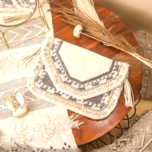 Boho Jute Bag with Silver Handwork & Sling Option