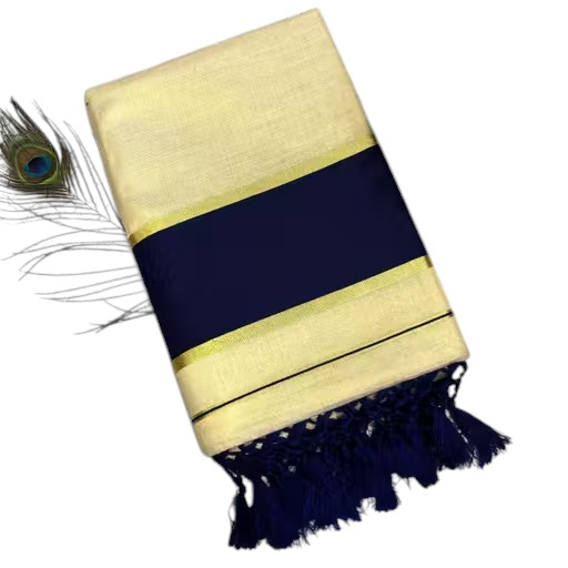 Kerala Colour Stripe Tissue Saree with Running Blouse - Image 2